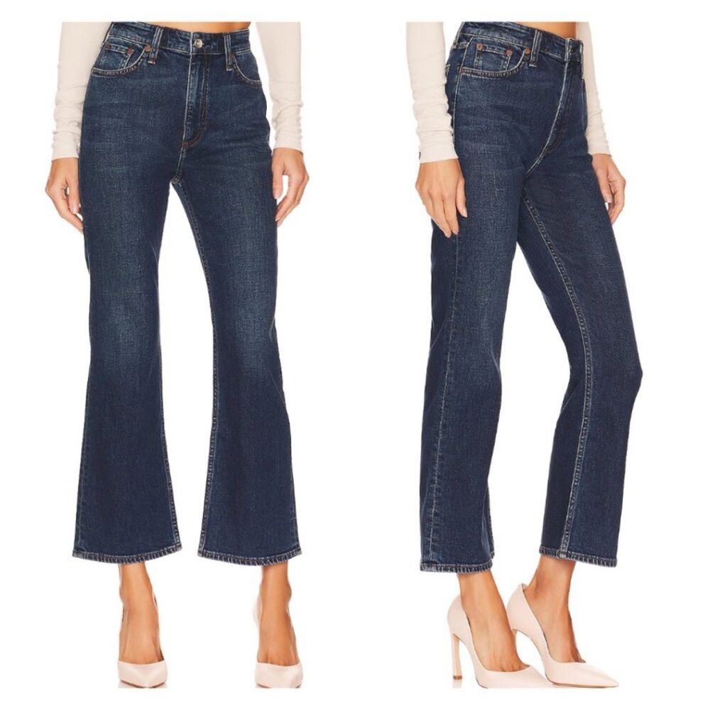 rag & bone Casey high rise ankle flare Dark Blue jeans pants westerncore 28 - Picture 2 of 12
